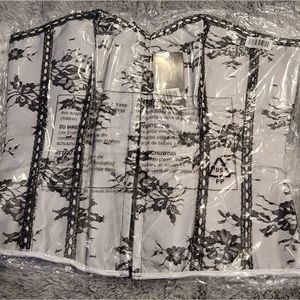 NWT True Steel boned Lacy Floral Corset with Black flower design.